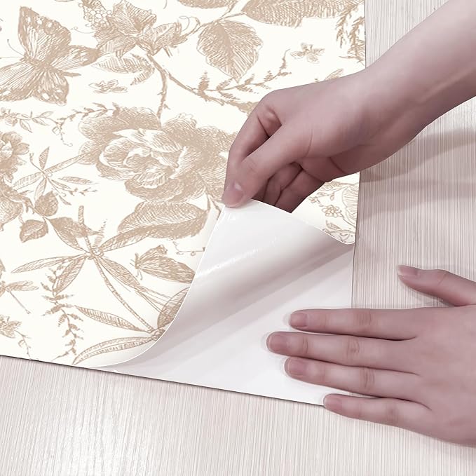 JiffDiff Vintage Peel and Stick Wall Stick，Champagne Wallpaper Rose Removable - Image 6