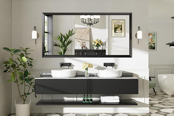 Briivue 72x36 Inch Black Bathroom Mirror - Image 8