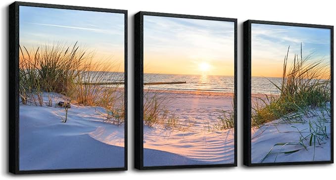 Black Framed Beach Wall Art Set by MHARTK66