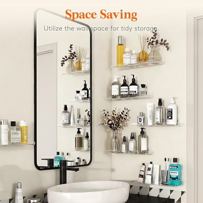 Lifewit Floating Shelves for Bathroom, Acrylic Wall Organizer for Perfume - Image 6