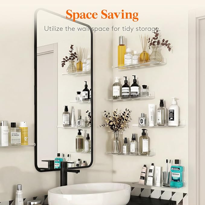 Lifewit Floating Shelves for Bathroom, Acrylic Wall Organizer for Perfume - Image 6