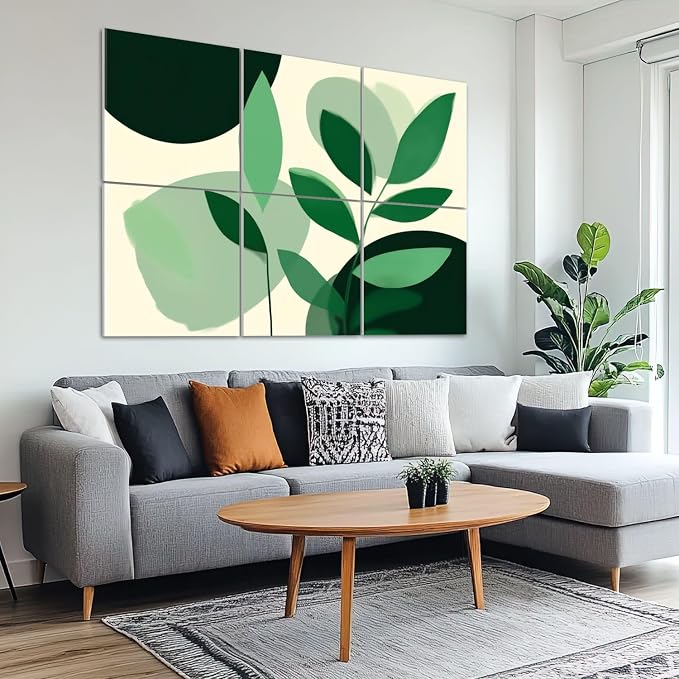 6 Pack Art Acoustic Panels Sound Absorbing Boho Botanical Leaf Orange Green - Image 6