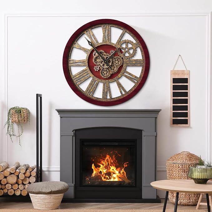 The B-Style Large Wall Clock 24 inch Moving Gear Wall Clock Oversized Vintage - Image 5