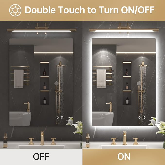 LOVESPEJO 22"x30" Backlit Mirror Bathroom, Lighted Bathroom Mirror - Image 3