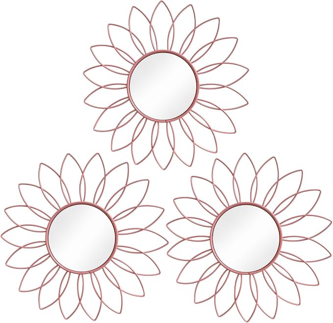 3 Pack Metal Mirrors for Wall Sunburst Wall Mirrors Home Décor Decorative by Uaussi