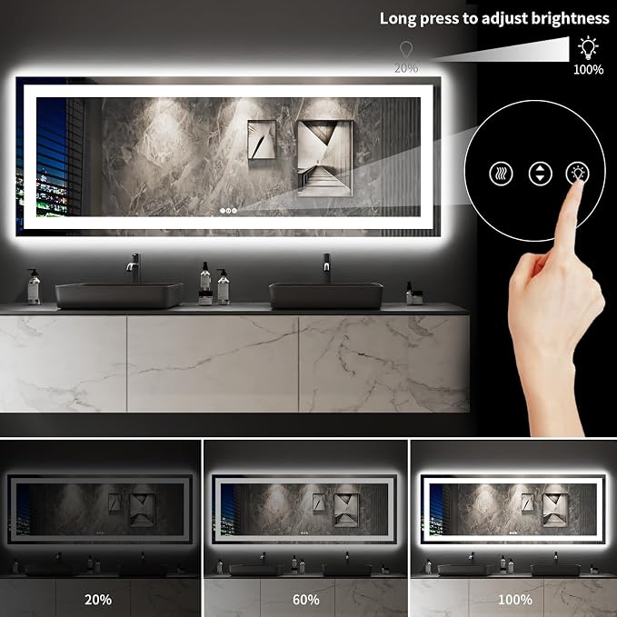 LOAAO 96X36 LED Bathroom Mirror - Image 4