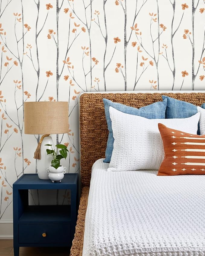 Timeet Boho Peel and Stick Wallpaper Floral Wall Paper Tree Contact Paper White - Image 9