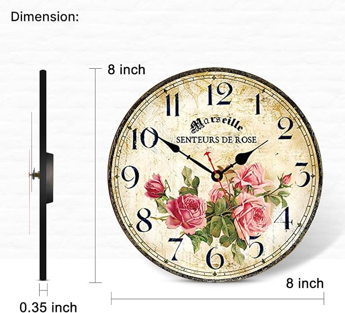 Vintage French Floral Wall Clock - Image 5