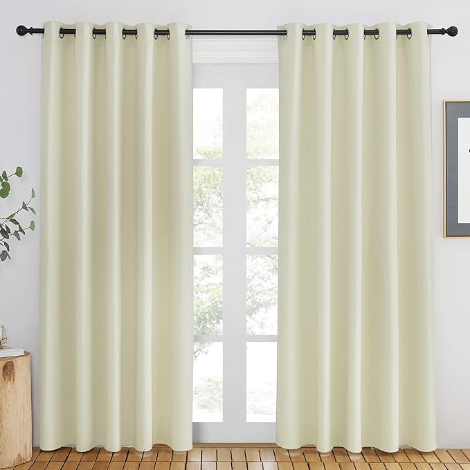NICETOWN Room Darkening Beige Curtain 84 inch Length - Image 2