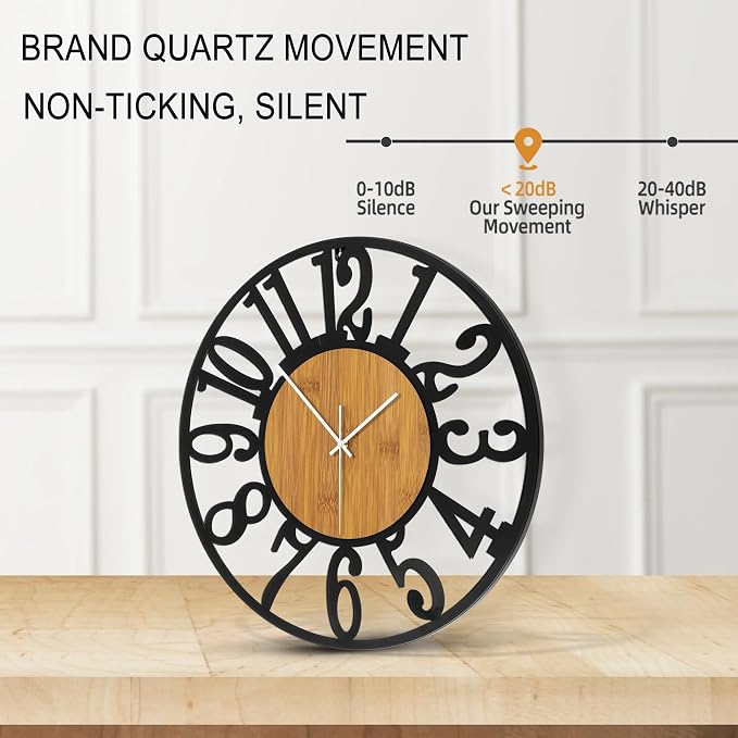 Large Wall Clock for Living Room Decor, 24 Inch Non Ticking Silent, Battery - Image 5