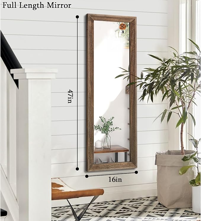 AAZZKANG Hanging Mirror Full Length Retro Large Wooden Framed Full Body Mirrors - Image 2
