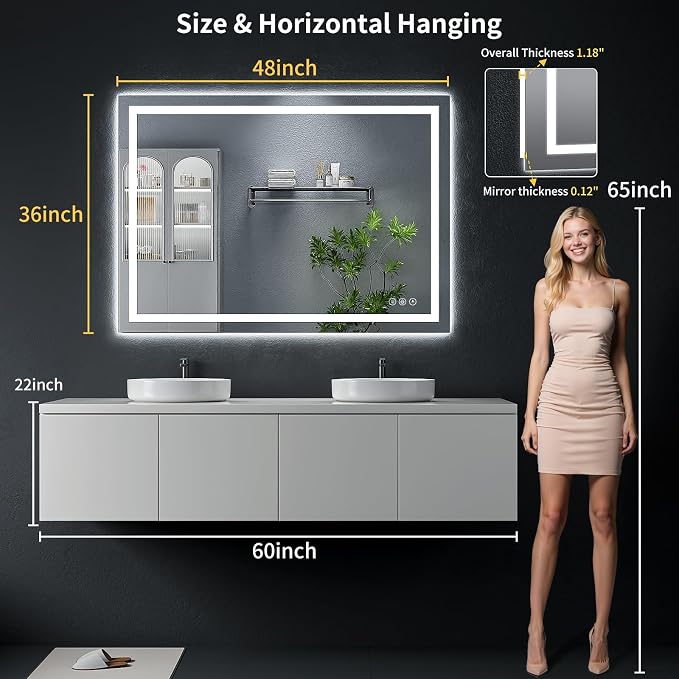 48"x36" LED Bathroom Mirror - Image 8