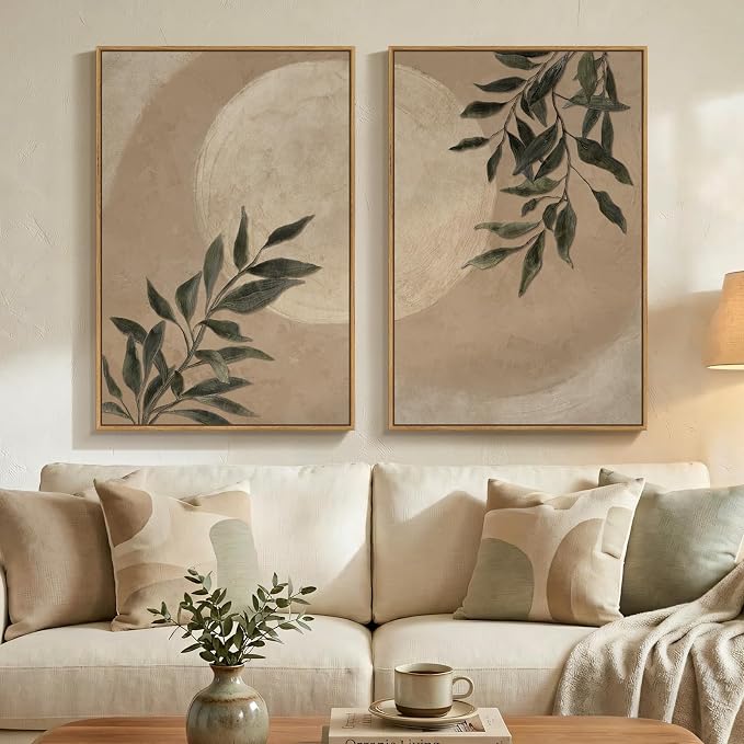Large Framed Botanical Moon Wall Art by Cuspin