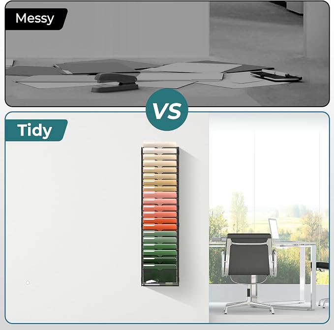 SUPEASY 21 Tier Wall File Organizer, Hanging Wall Mounted Mail Organizer - Image 5