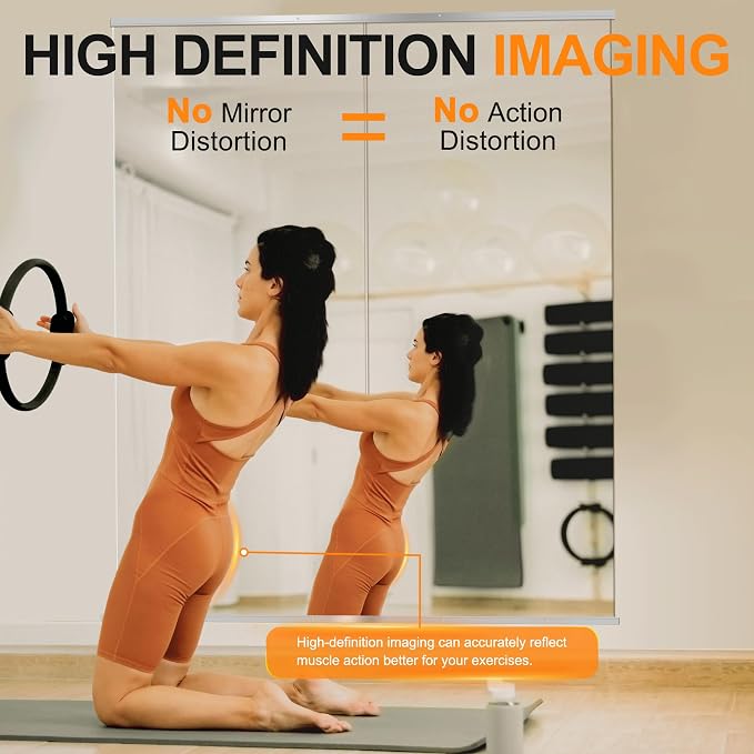 Delma Home Gym Mirror, Large Full Body Tempered Glass Frameless, Wall-Mounted - Image 3