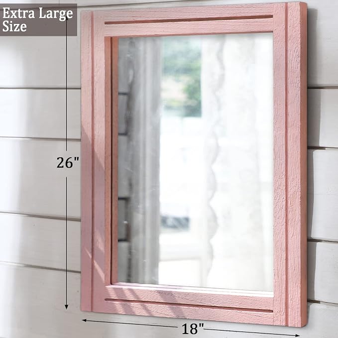 AAZZKANG Rectangle Mirror with Wood Framed Modern Farmhouse Hanging Wall - Image 2