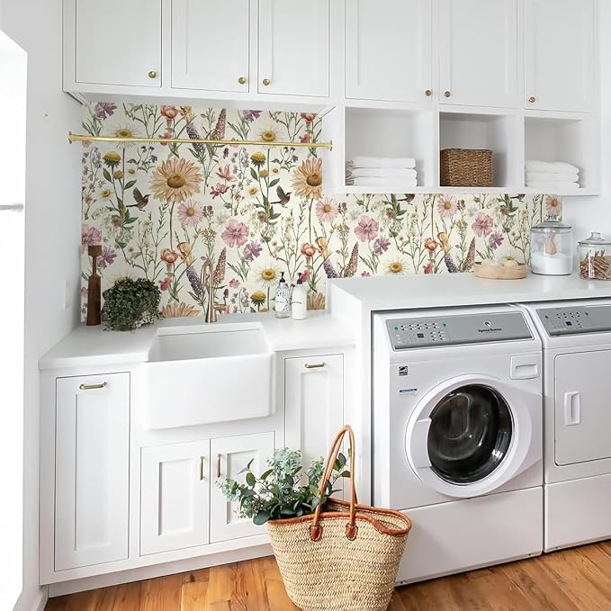 Livebor Floral Peel and Stick Wallpaper Floral Bird Contact Paper 16.9inch x - Image 9