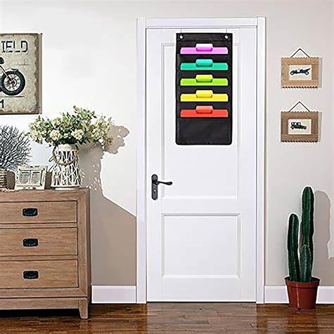 Hanging Wall File Organizer, 5 Pocket, Oxford Cloth Storage Pocket, Over The - Image 3