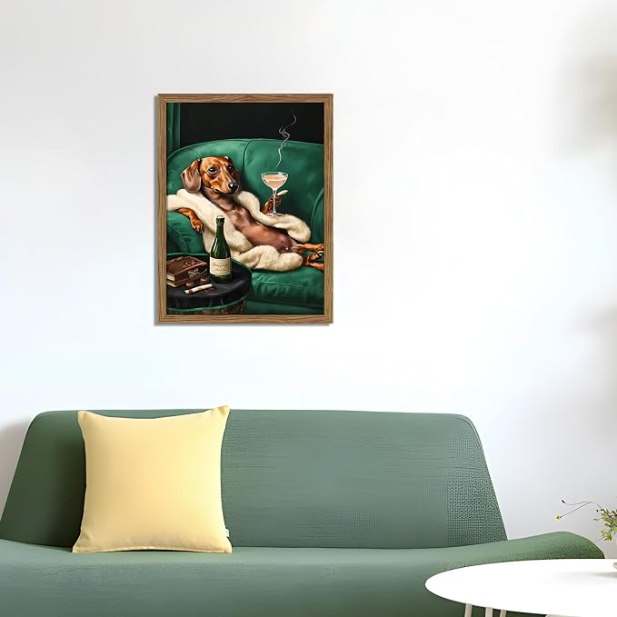 Framed Funny Dachshund Wall Art, Playful Dog Canvas Print - Image 7