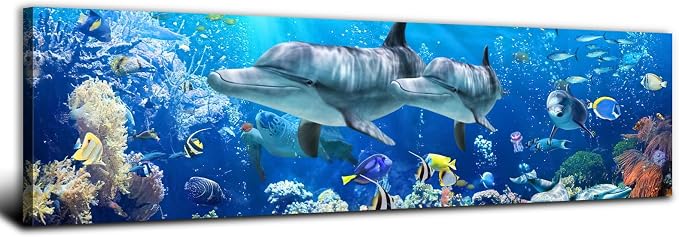 Ocean Dolphin Wall Art for Bathroom Nautical Theme Picture Photo Coastal Room by AREBOLOLLC