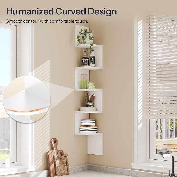 HOOBRO Corner Shelf Wall-Mounted, 5-Tier Corner Bookshelves - Image 5