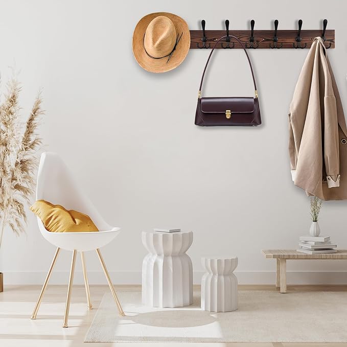 Kuhome 32.2'' Large Coat Rack Wall Mount Coat Hooks Coat Hanger - Image 4
