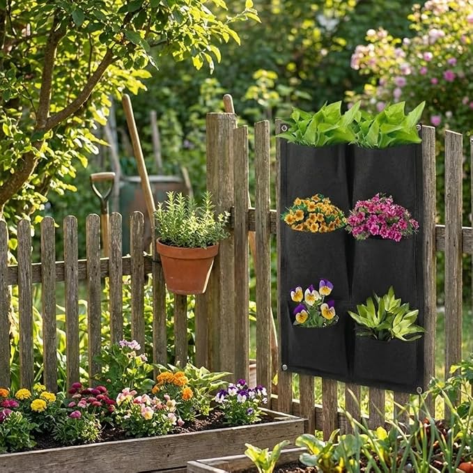 WFIST Vertical Hanging Planter Bag, Breathable Felt Wall Garden Planter - Image 5