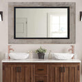 YOSHOOT Rustic Wooden Framed Wall Mirror, Natural Wood and Iron Bathroom Vanity by YOSHOOT