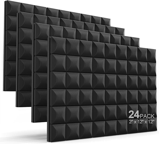 JBER 24 Pack 2" X 12" X 12" Acoustic Foam Panels, Soundproofing Wall Studio by JBER