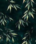 Dark Bamboo Leaves Peel and Stick Wallpaper, Moody Leaf Design Self Adhesive by VOLEAARWALLPAPER