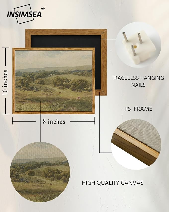 InSimSea Framed Canvas Wall Art, Vintage Landscape Art - Image 5