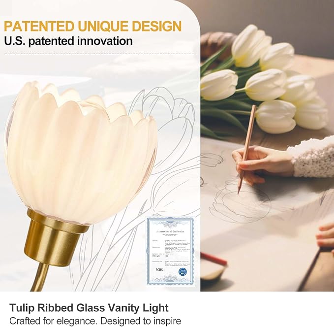 Bathroom Light Fixtures, 2-Light Gold Vanity Light Fixtures - Image 6