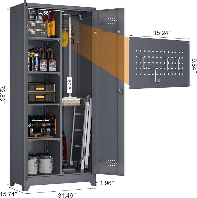 GREATMEET 72.8" H Tall Metal Garage Storage Cabinet - Image 3