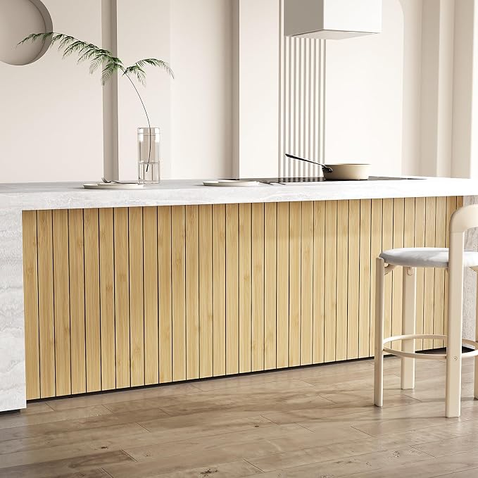 VEELIKE Natural Bamboo Slat Wall Panels Peel and Stick Wood Panels - Image 7