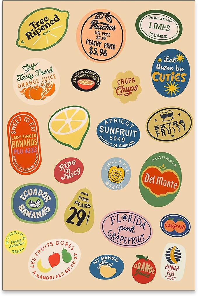 Trendy Kitchen Canvas Wall Art Vintage Fruit Market Pictures Prints Retro Food by PDFI