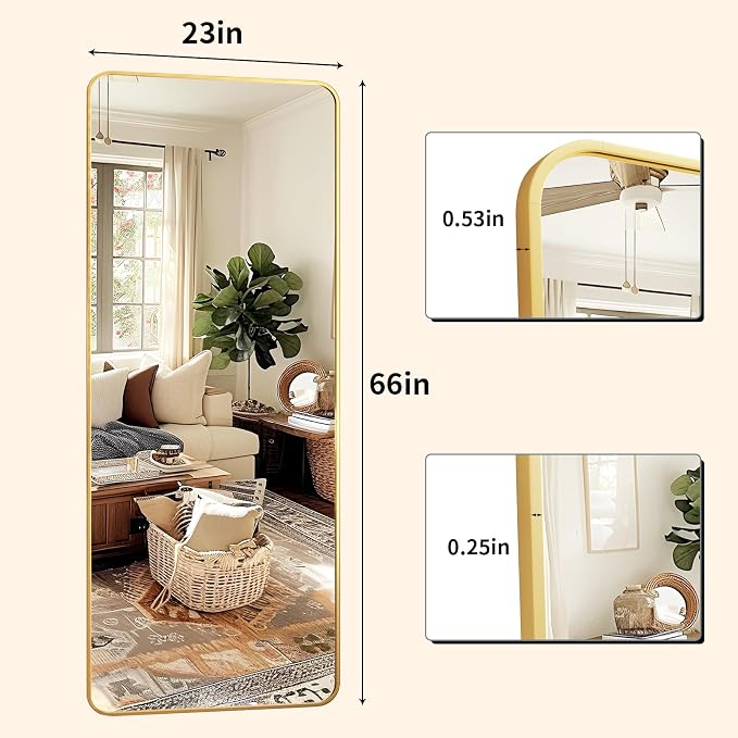 XRAMFY Full Length Mirror 23"x66", Large Floor Mirror - Image 5