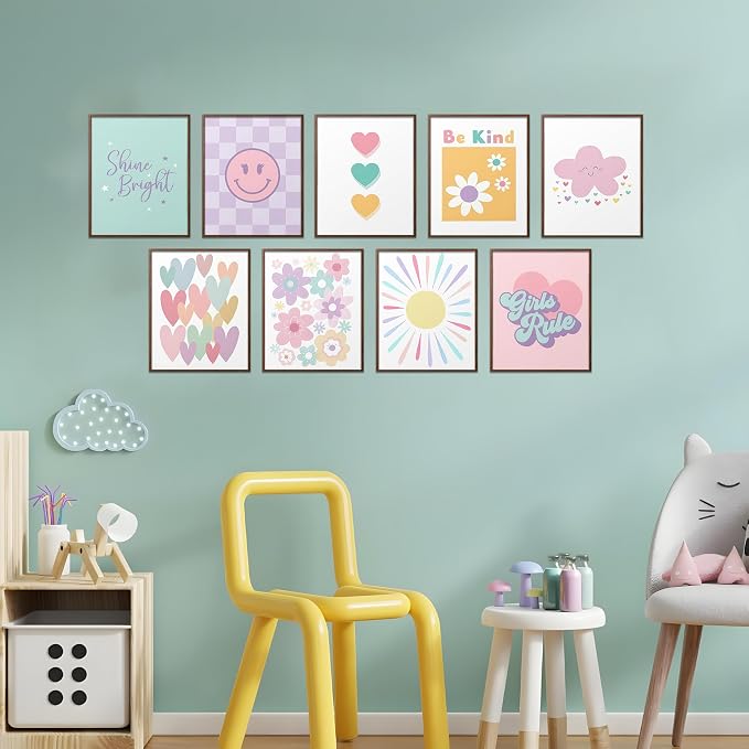 tgguytiy 9 Pcs Girls Room Wall Art Set, Cute Inspirational Nursery Decor - Image 6
