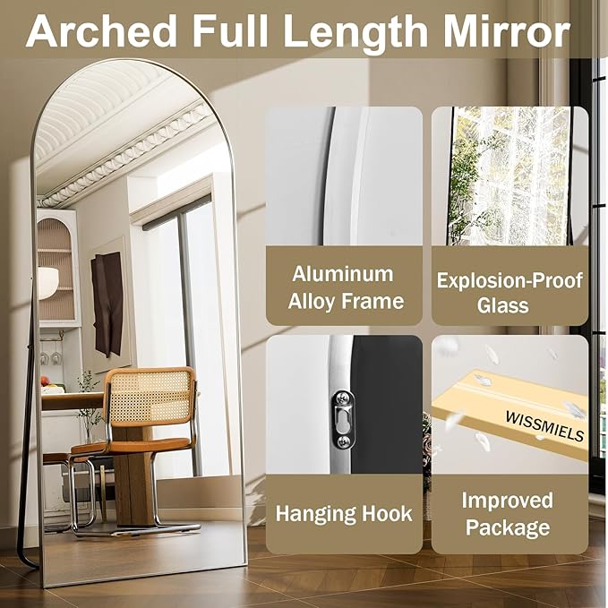57" x 20" Arched Full Length Mirror - Image 4