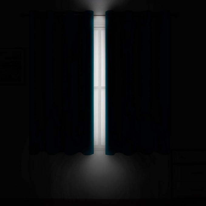 LEMOMO Teal Blackout Curtains 66 x 63 Inch Length/Set of 2 Curtain - Image 3