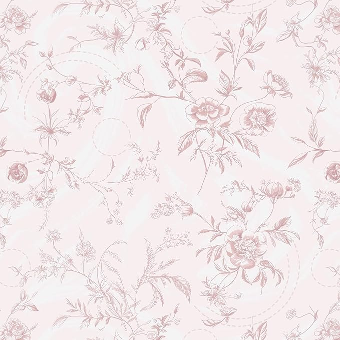 Ismoon Floral Wallpaper Peel and Stick Pink Stick on Wall Paper Vintage French by Ismoon