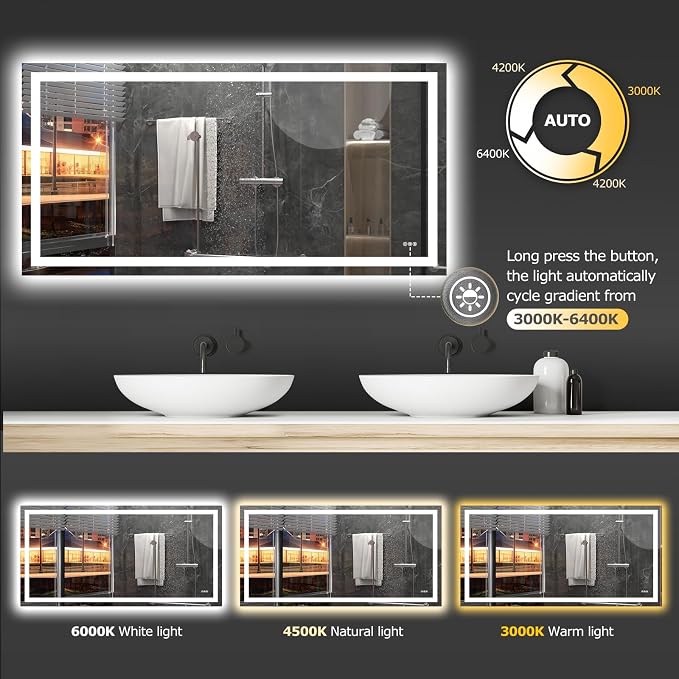 Hivone 72X36 LED Bathroom Mirror - Image 5