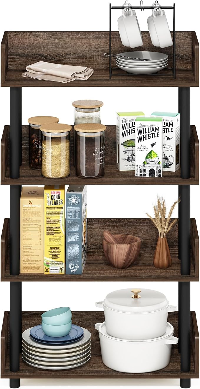 Furinno TURN-N-TUBE 4-Tier Display Shelf, Storage Shelves, Book Shelf, Open - Image 4