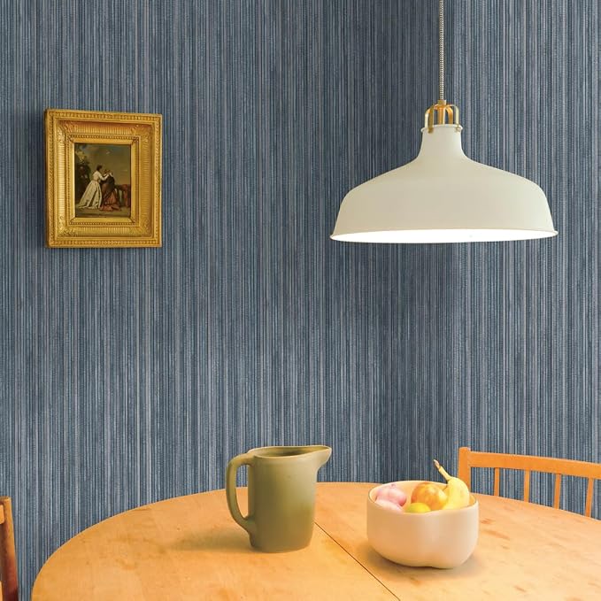 Tempaper Blue Textured Faux Grasscloth Removable Peel and Stick Wallpaper - Image 3