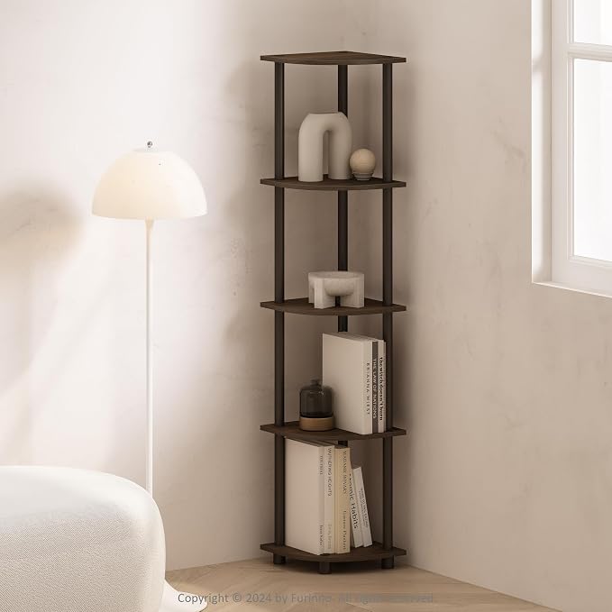 Furinno Turn-N-Tube Storage Shelves, 5-Tier Book Shelf, Corner Shelf, Toolless by Furinno-FitsYourSpaceFitsYourBudget