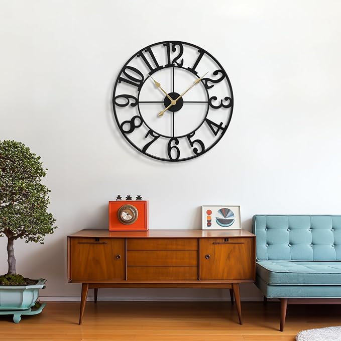 LEIKE Large Wall Clocks, Non Ticking, Battery Operated Rustic Round Modern Big - Image 6