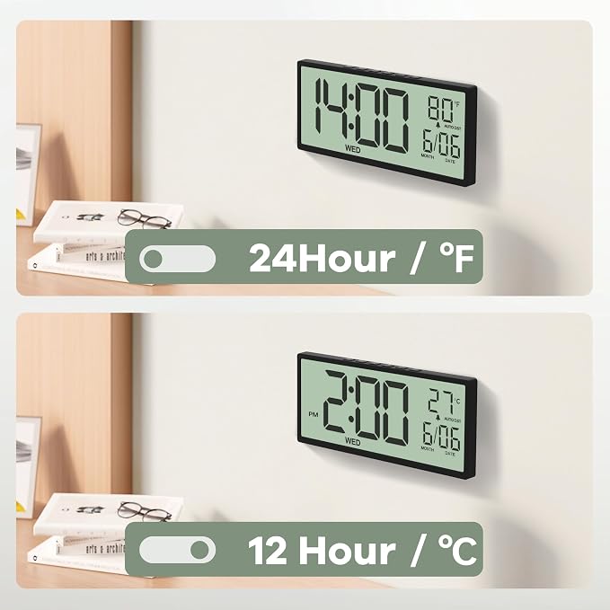 JALL 14.5" Large Digital Wall Clock Battery Operated - Image 7
