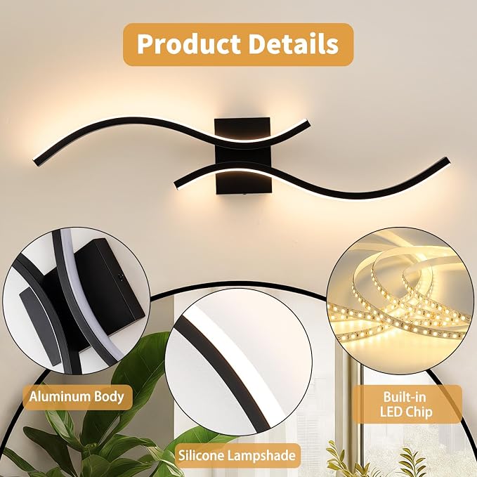 CANEOE Modern LED Wall Sconce Set of Two, 3000K Warm White Led Wall Light - Image 7