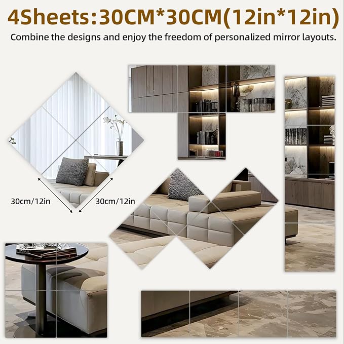 Stick on Small Mirror for Wall Decor Plastic Non Glass Sticky Kids Safety - Image 2
