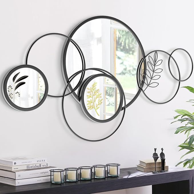 Wall Mirror Decorative, Print Round Decorative Mirrors, Large Decor Metal Wall - Image 9