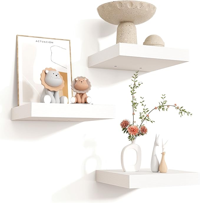 Square Floating Shelves for Wall 8"W x 8"D x 1.2"H, Small Engineered Wood Wall by Venusmiles